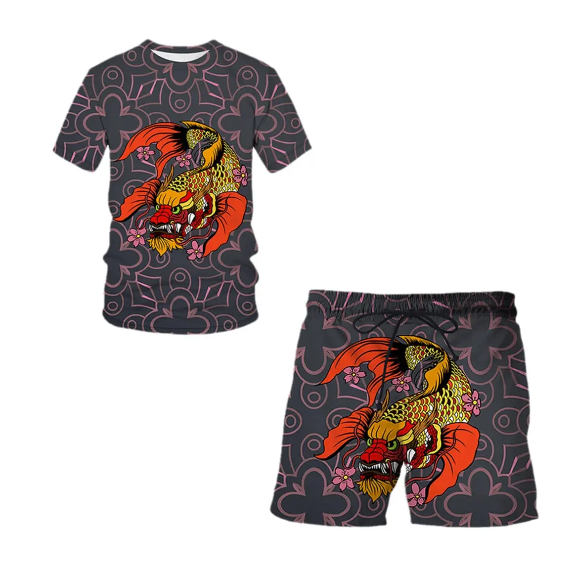 Summer Men Fashion Trend Tracksuit Male Casual Vintage Style T-Shirt Shorts Set 2 Pieces Outfit Male Oversized Streetwear Tops