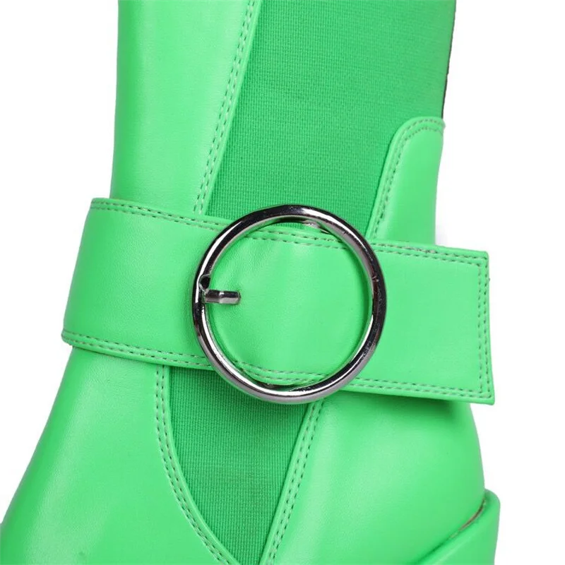 Ladies Boots For Winter Fashion Round Toe Buckle Ankle Boots For Women Platform Luxury Shoes Super High Heel Sexy Female Booties