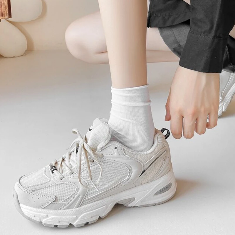 3Pairs/set Summer Loose Ice Thin Socks for Women Fashion Solid Color Soft Breathable Japanese College Style Nylon Calf Tube Sock