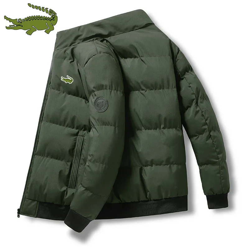 Padded jacket men's trend winter loose fashion solid color casual thickening jacket stand collar cold protection large size shor