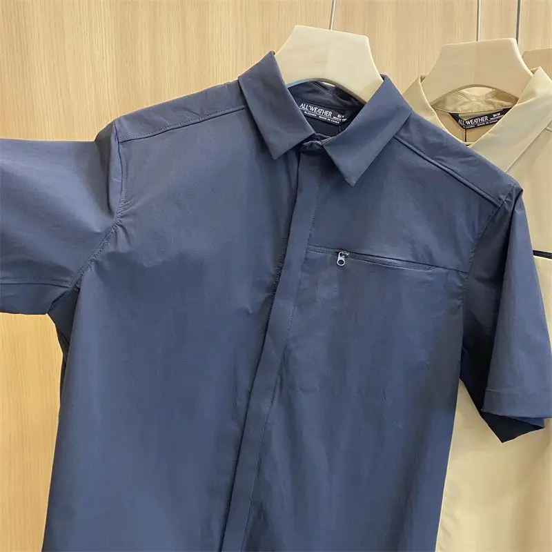 Outdoor Lighweight Quick Dry Men Business Casual Short Sleeve Shirt Summer Fashion Classic Male Shirts Top Quality