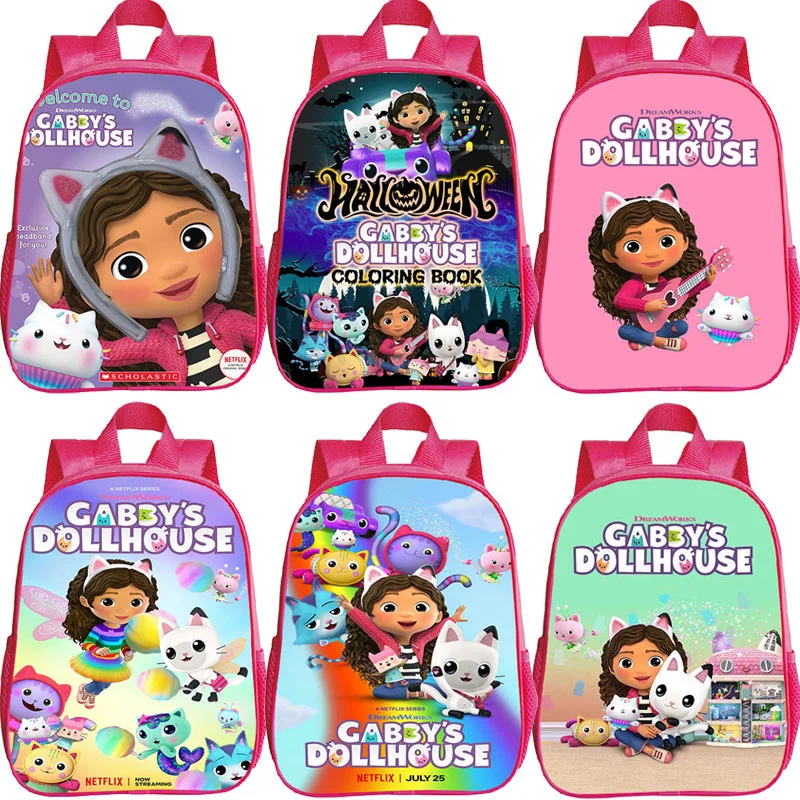 

Cartoon Gabbys Dollhouse Backpack Kindergarten Bag Children Anime Backpacks Baby Girls Cute Bookbag Mochila Gabby Cats Schoolbag