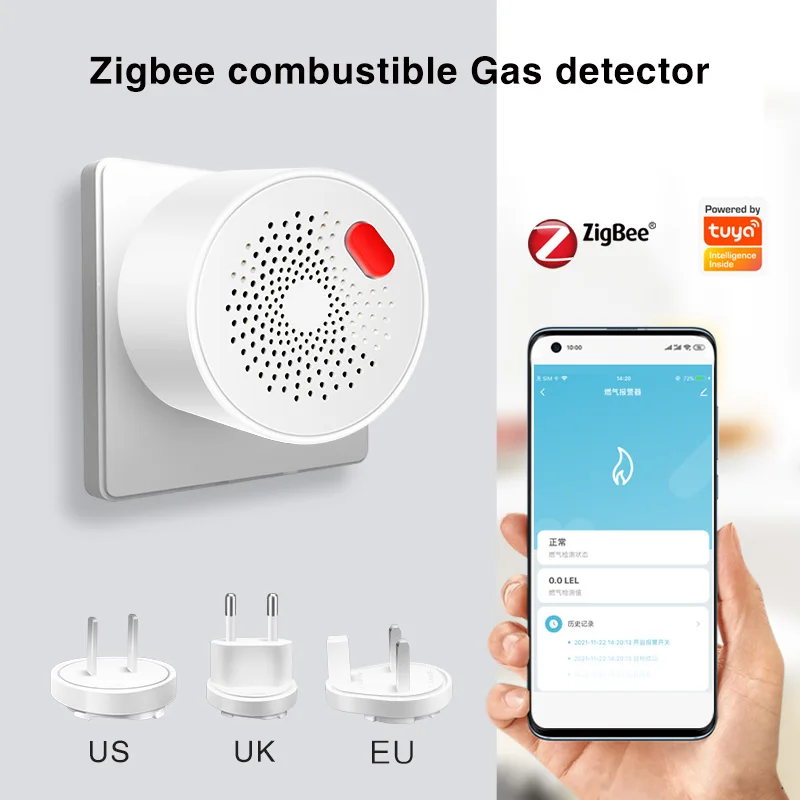 Детектор Утечки Газа Zigbee датчик с сигнализацией для определения утечки