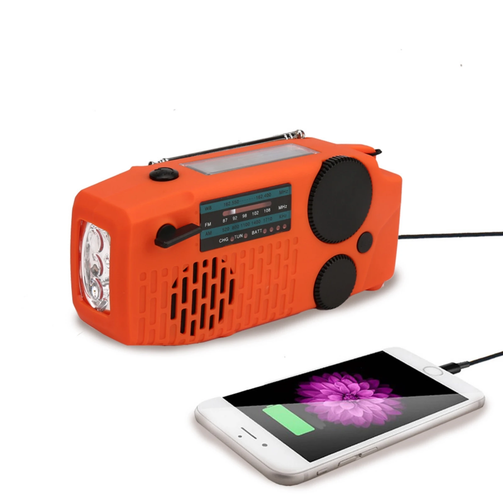 2000mah emergency led radio solar hand crank amfmnoaa flashlight phone charger flashlight emergency power supply 028 free global shipping