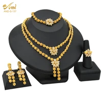 dubai african jewelry set wedding indian necklace for women bracelet earrings ring bridal 24k gold plated nigerian jewelery