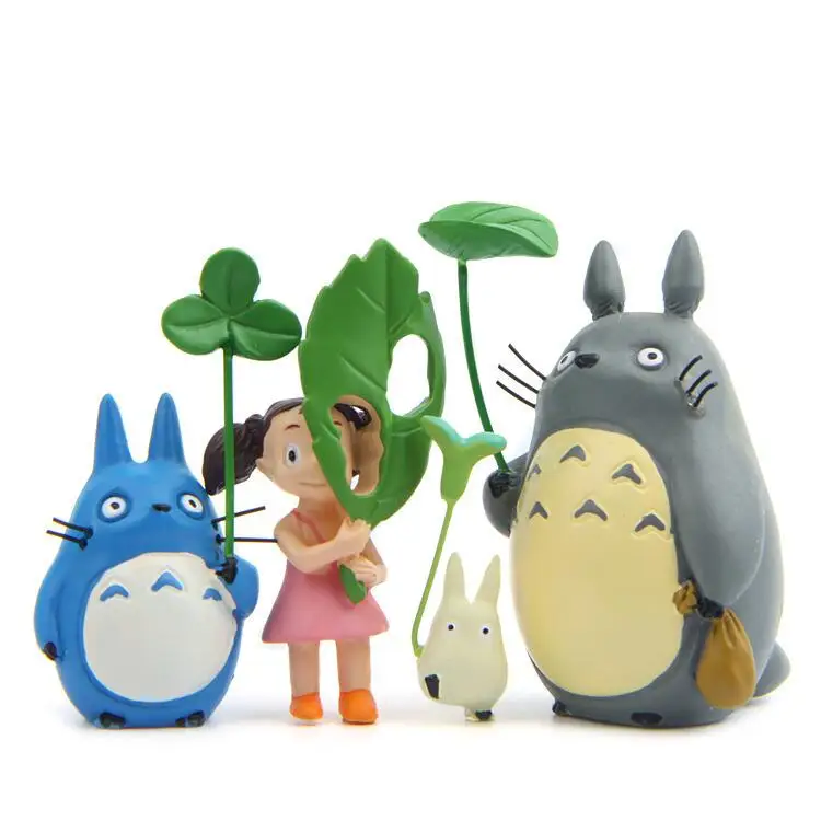 

4pcs/lot Miyazaki Hayao My Neighbor Totoro PVC Figures Toys Totoro With Leaf Action Figure Model Toy for Kids Gift Home Decor