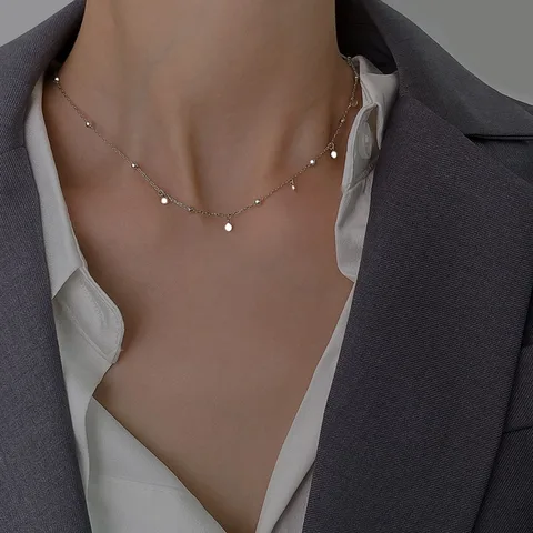 Серебряное колье-чокер с бусинами