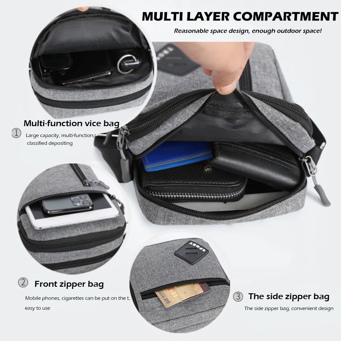 v Men's Messenger Bag Crossbody Shoulder Bags Men Small Sling Pack For Work Business Waterproof Oxford Packs Satchel Purse