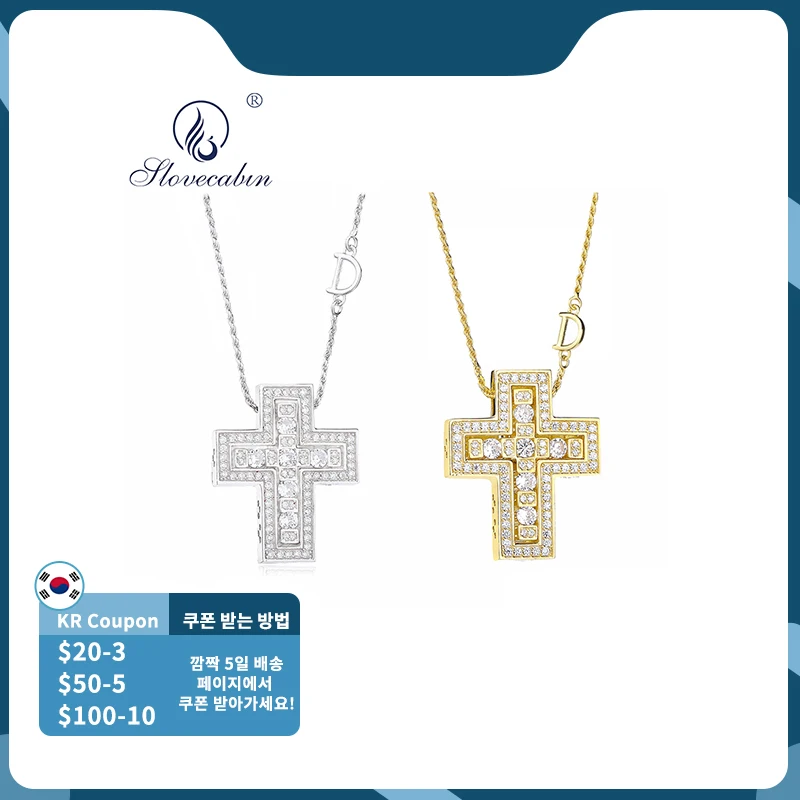 Slovecabin 925 Sterling Silver Italy Luxulry Double Cross Move D Letter Chain Belle Epoque Zircon Pendant Necklace Jewelry