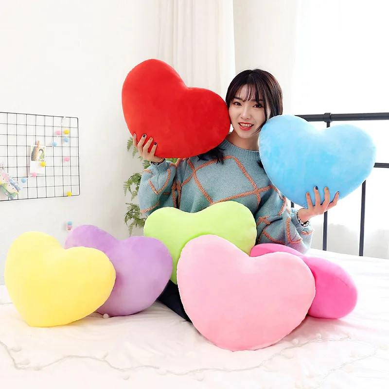 

Heart Plush Pillows Soft Kawaii Girl's Room Decor Birthday Stuffed Home Decorative Cushion Bedroom Seat Sofa Throw Pillow