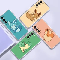 clear case for samsung galaxy s22 ultra s20 fe s21 plus s10 note 20 10 lite s9 s8 s10e soft phone cover pokemon cute eevee sac