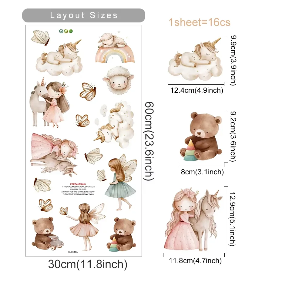 

Настенные наклейки Kingsmile розовые единороги