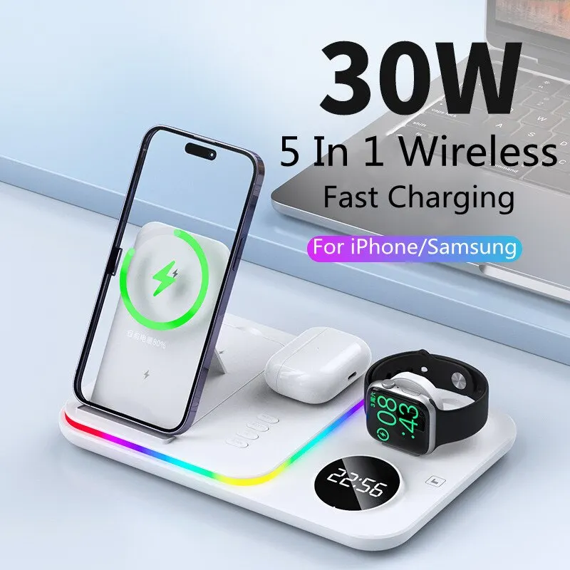 Fast Charging Station Dock For Iphone 14 13 12 Iwatch Samsung Galaxy Watch
