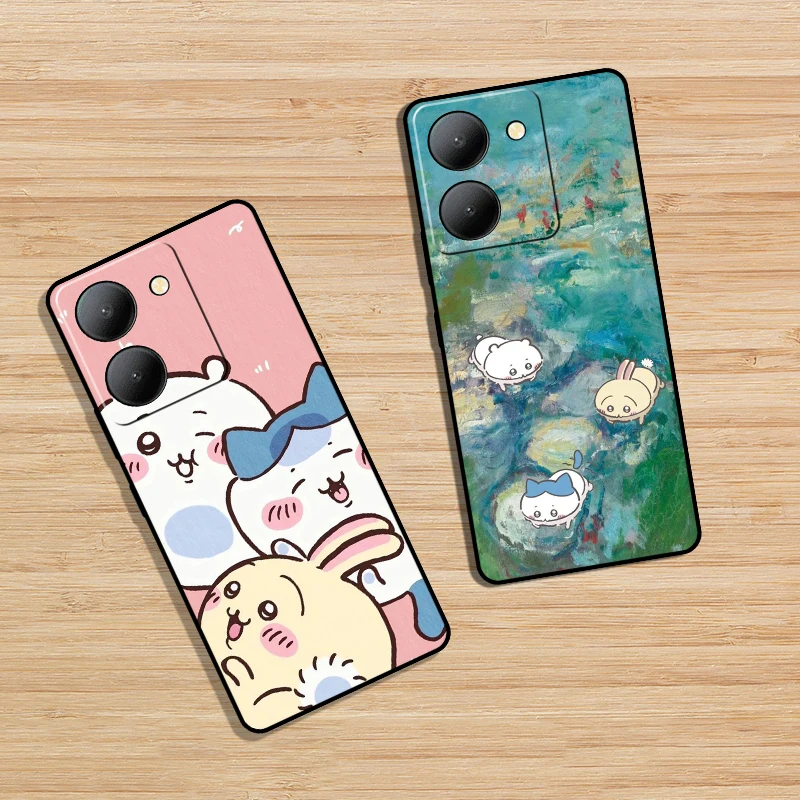 Мягкий черный чехол для телефона Vivo Y15S Y15A Y16 Y17 Y17S Y19 Y20i Y20S Y20 chiikawa защитный от