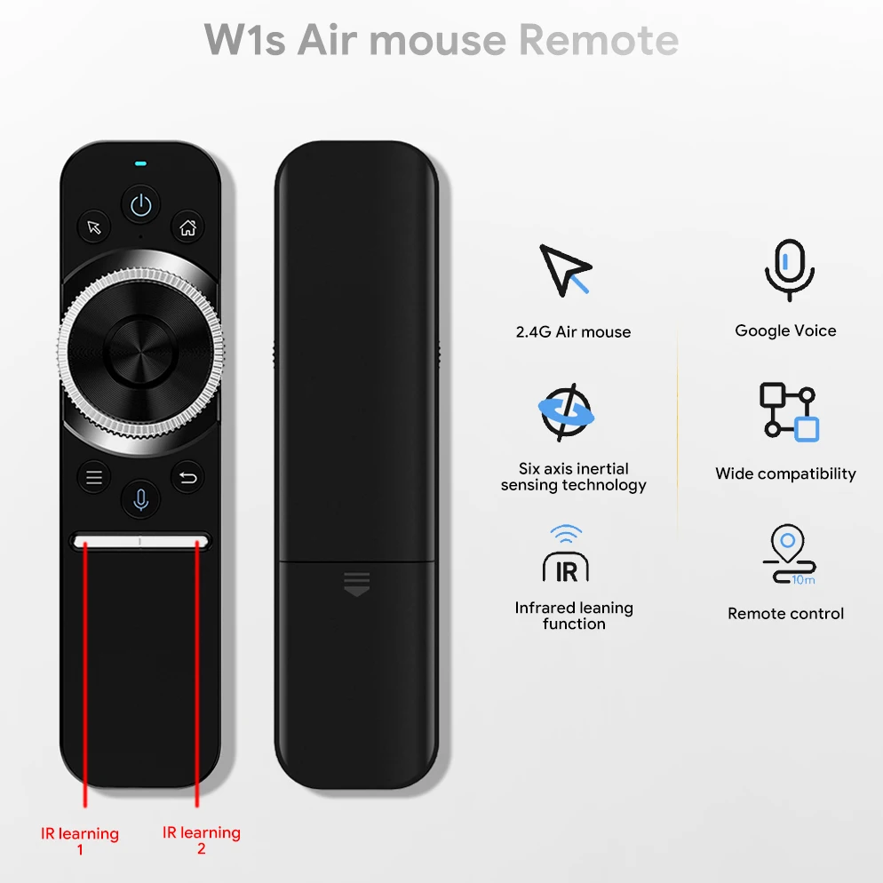 

W1s Air Mouse Remote 2.4G Wireless with Voice Control IR Learning Gyroscope for Android Window MAC Linux OS for TV BOX PC Laptop