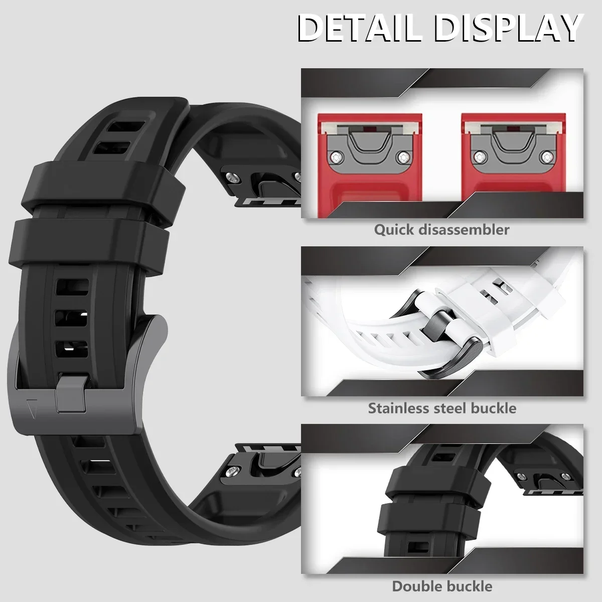 Фото Быстросъемный ремешок 26/20/22 мм для Garmin Fenix 8 7 Pro 7S 6X 6 5X 5Plus Tactix 7, спортивный силиконовый браслет correa Fenix 8, диапазон 47 мм №3