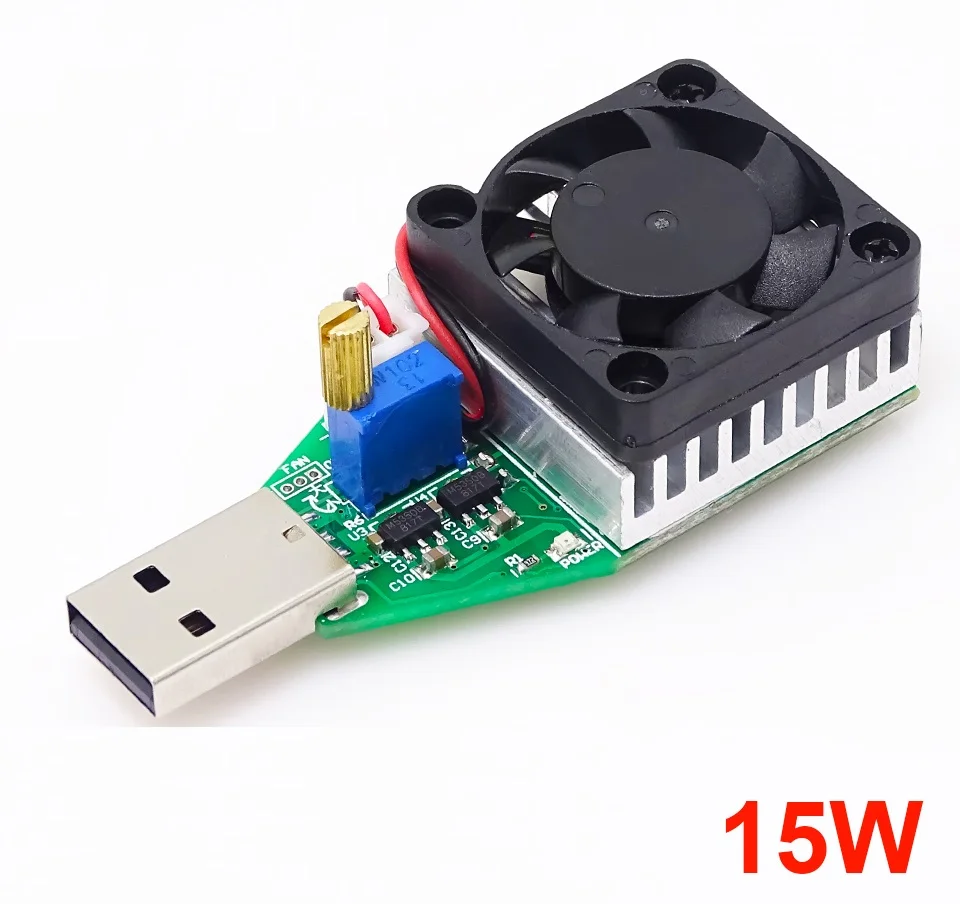 

15W DC 3.7-13V Industrial Electronic Test Load Resistor USB Discharge Capacity Battery Tester with Fan Adjustable Current Module