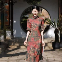 nvnang chinese qipao new spring 2022 improved dress long lady mother daily chinese style