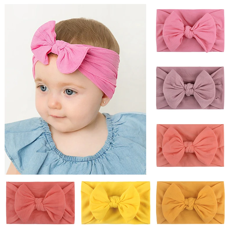 

21Color Newborn Baby Girls Headbands Super Soft Nylon Hair Band Turban Bow Knotted Hairbands Infant Toddlers Hair Accessories