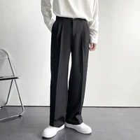 spring and summer vertical straight suit pants mens loose korean version casual white black wide leg mopping trousers