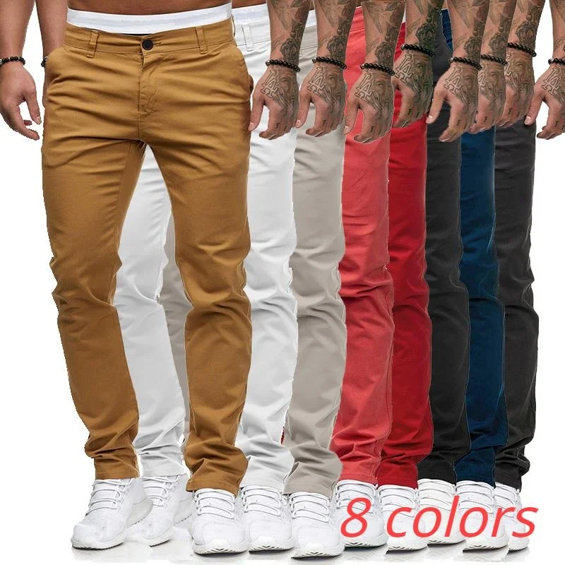 

Mens Casual Simple Long Trouser Cargo Pants Slim Fit Solid Color Straight Pants pantalon zara taille haute