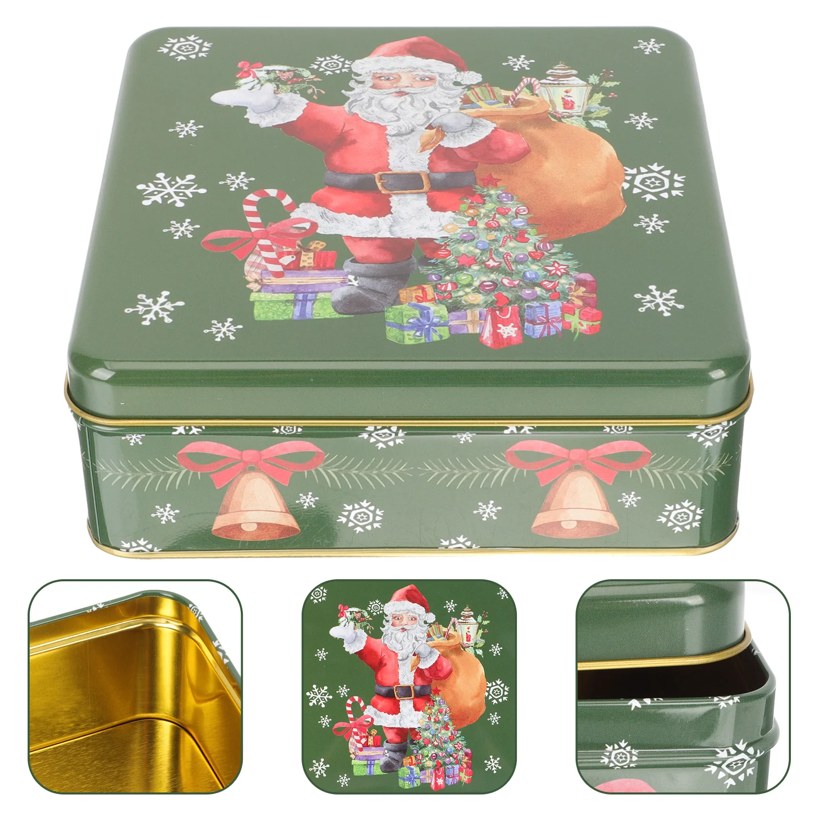 

Christmas Box Tin Cookie Candy Tinplate Gift Tins Boxes Containerscontainer Metal Lidssanta Favor Storage Treat Giving Jar