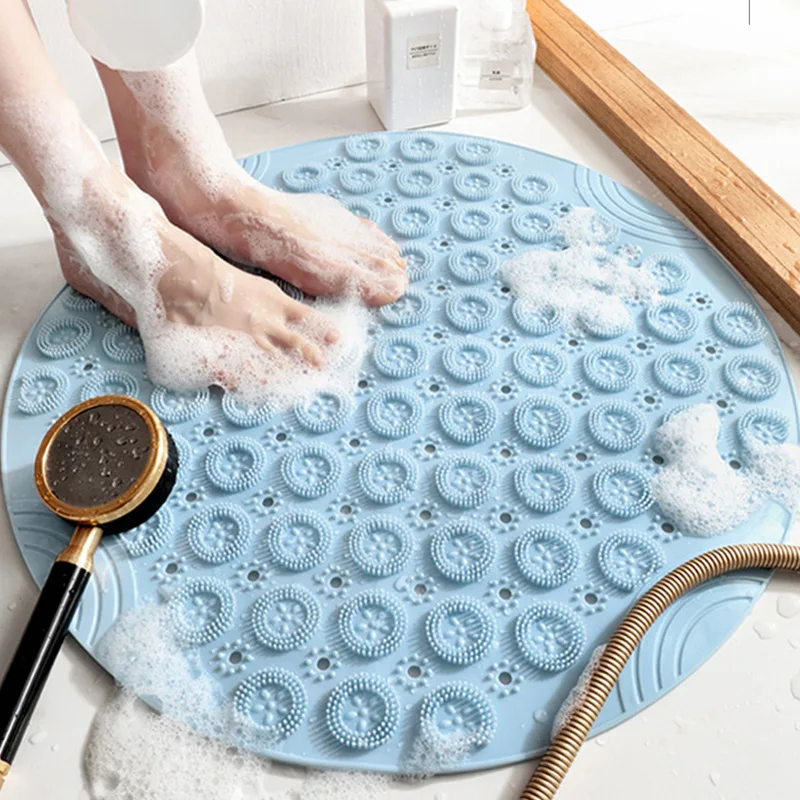 

55x55CM/30x30CM Bathroom Mat Anti-skid Shower Door Carpet Massage Pad Round Anti-fall Waterproof Hotel Toilet Kitchen Floor Rugs