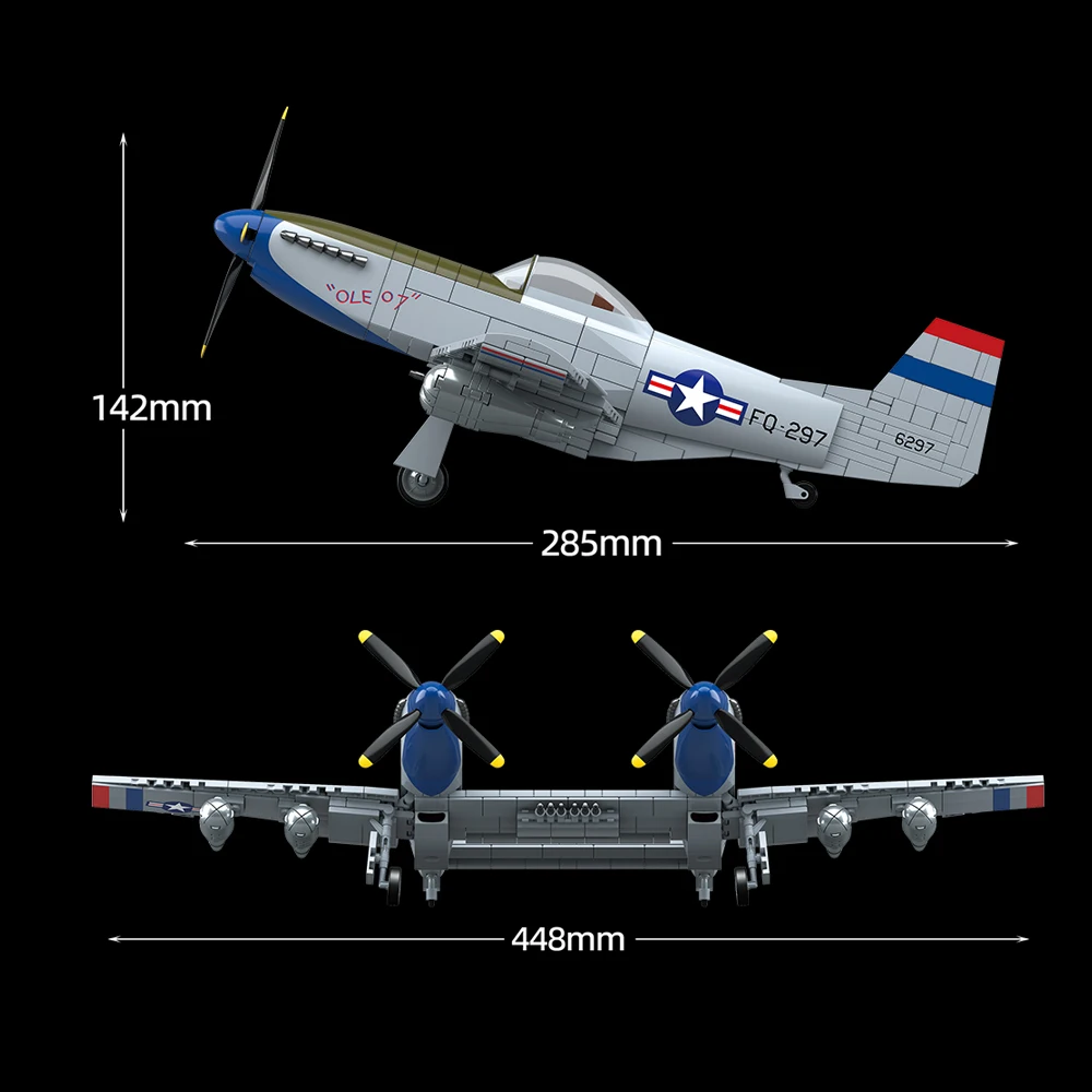 Горячие военные строительные блоки F-82 Twin Mustang, самолетные блоки, оружие ВВС США, двухместный истребитель, модель самолета WW2, кирпичи (art.: 3920cdb08b15b) - 3920cdb08b15b