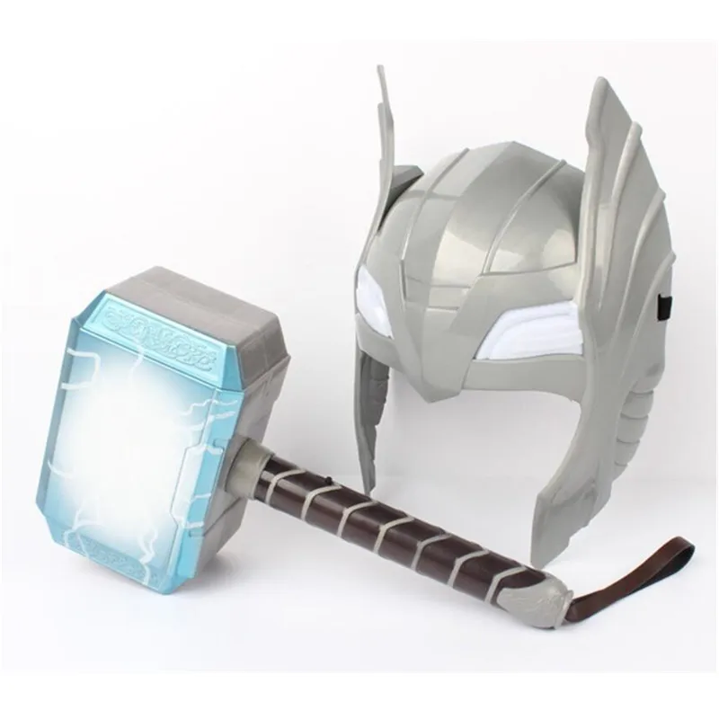 

Movie The Avengers Alliance LED Glowing And Sounding Thor's Hammer Light Mask Thor Action Figures Cosplay Kids Halloween Gift