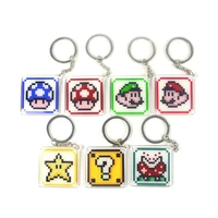 super mario bros anime keychain cartoon game classic character keyring photo frame shape silicone keychain childrens gifts