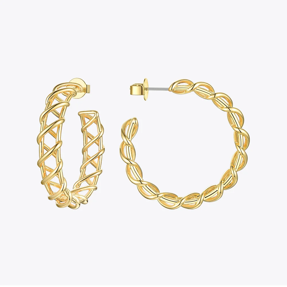

ENFASHION Hollow Hoop Earrings For Women Gold Color Weave Big Circle Hoops Earings Fashion Jewelry Wholesale Pendientes E191138