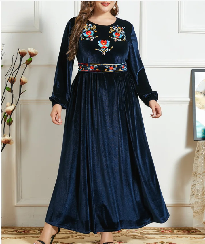 Velvet Abaya Dubai Turkey Islam Moroc Arabic Muslim Long Dress For Women Robe Longue Femme Musulmane Vestido Longo