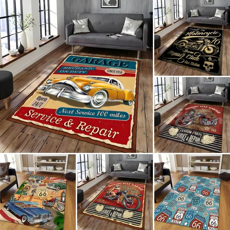 Классический мотоциклетный автомобильный ковер в стиле ретро для украшения зала