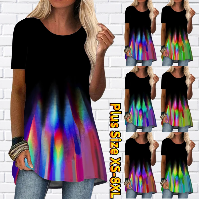 Женская футболка с коротким рукавом Повседневная Свободная круглым вырезом и