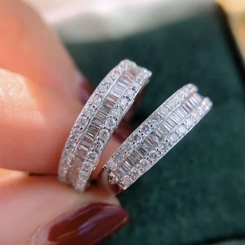 

New Trend Hollowed Out Square Ring Women Inlaid Cubic Zirconia Stylish Party Accessories Romantic Silver Color Rings Hot Fashion