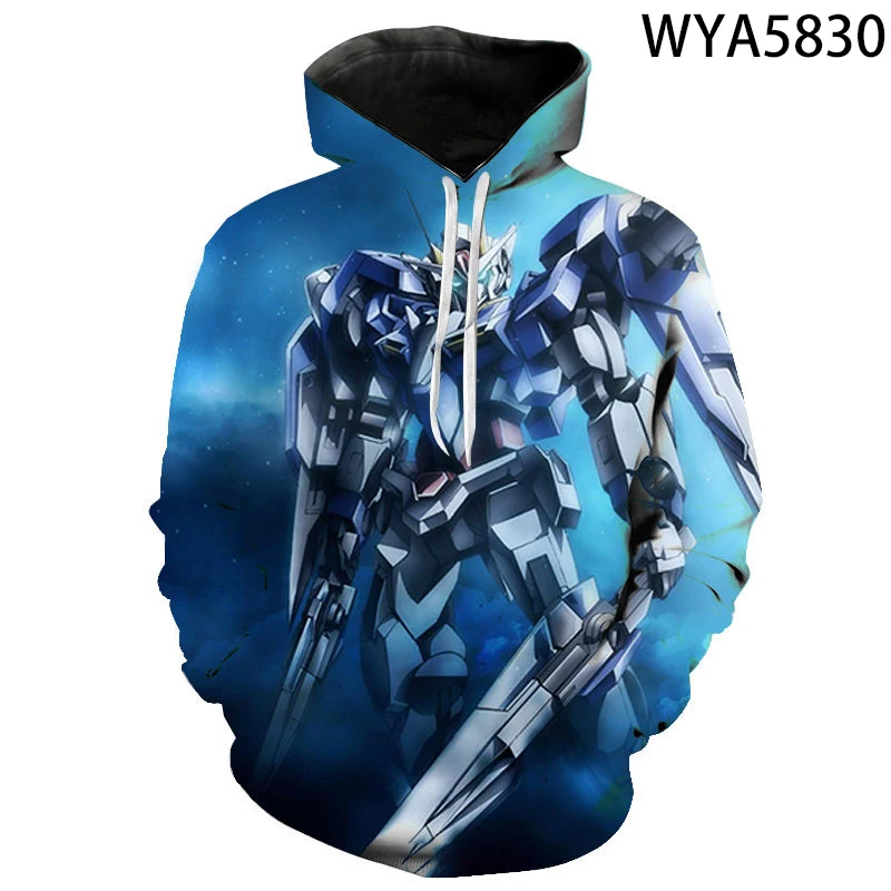 

Толстовки с капюшоном для мужчин и женщин, Стильные свитшоты с 3D принтом анимации Gundam, Повседневная Уличная одежда для мальчиков и девочек, детская модная куртка с капюшоном