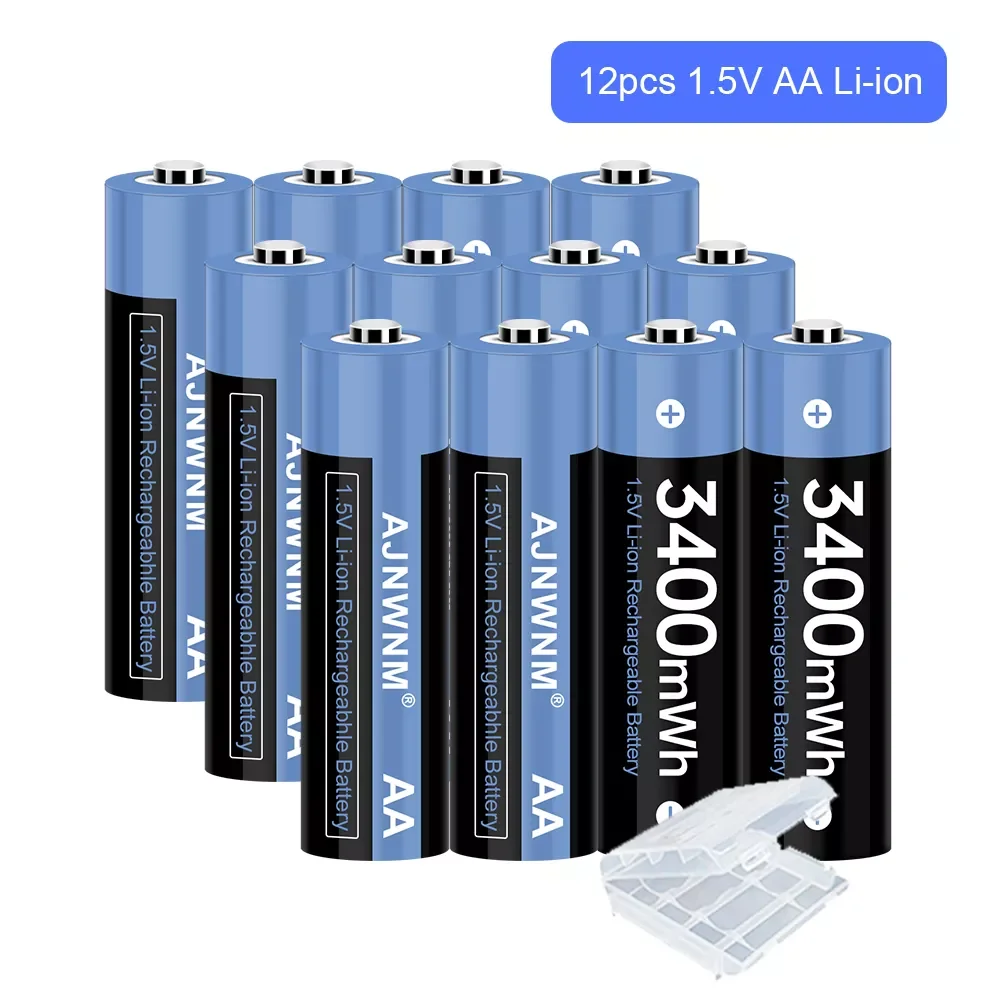 

1.5V AA Rechargeable Battery 3400mWh Rechargeable Battery AA 1.5V Lithium Li-ion Rechargeable battery AA 1.5V for Toys 1.5V AA