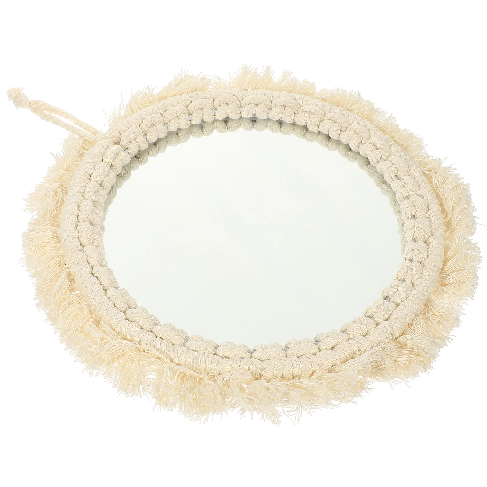 

Mirror Wall Hanging Macrame Decor Round Fringe Vanity Circle Rustic Mirrors Mounteddecorative Makeup Bathroom