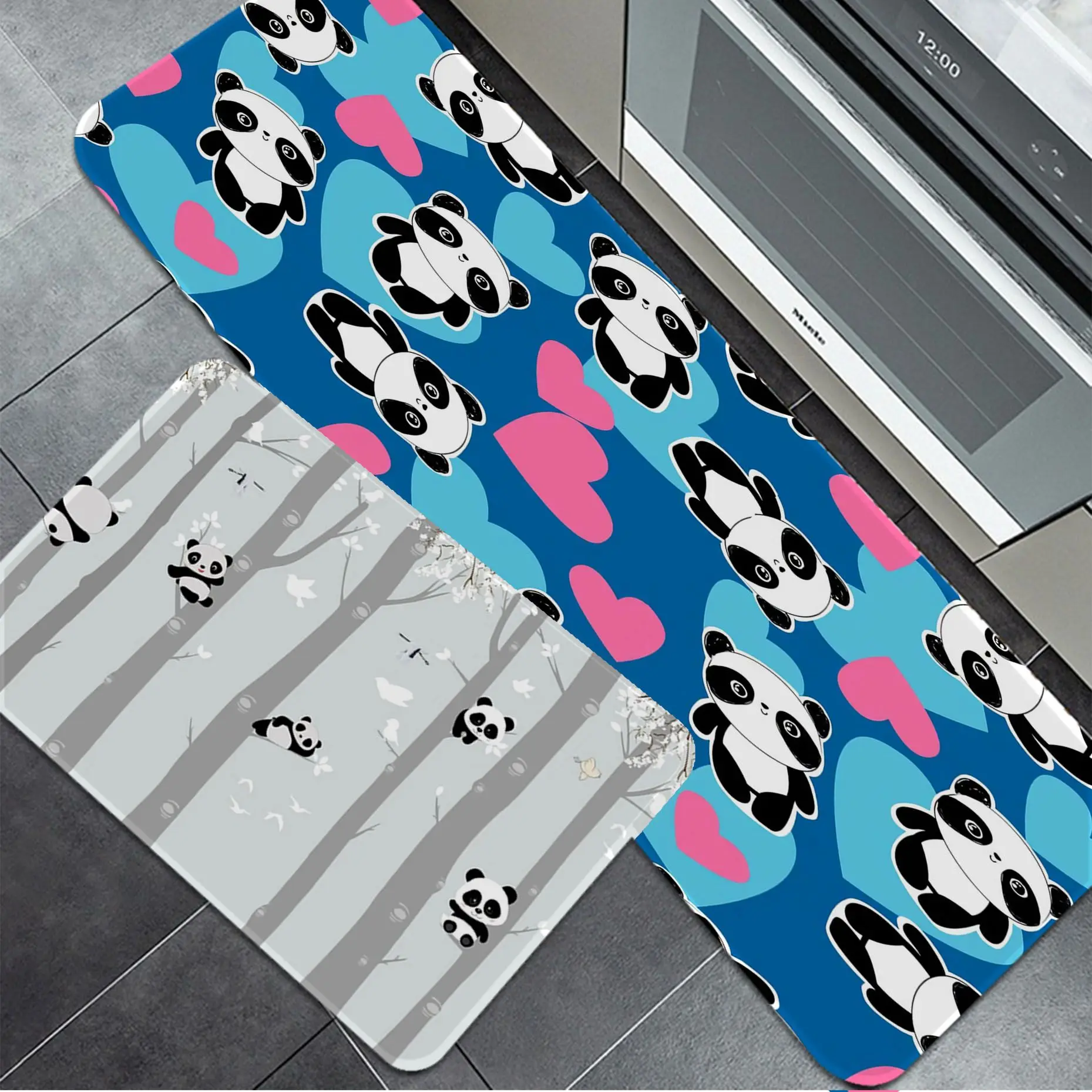 

Cute Panda Cartoon Long Rugs INS Style Soft Bedroom Floor House Laundry Room Mat Anti-skid Hotel Decor Mat
