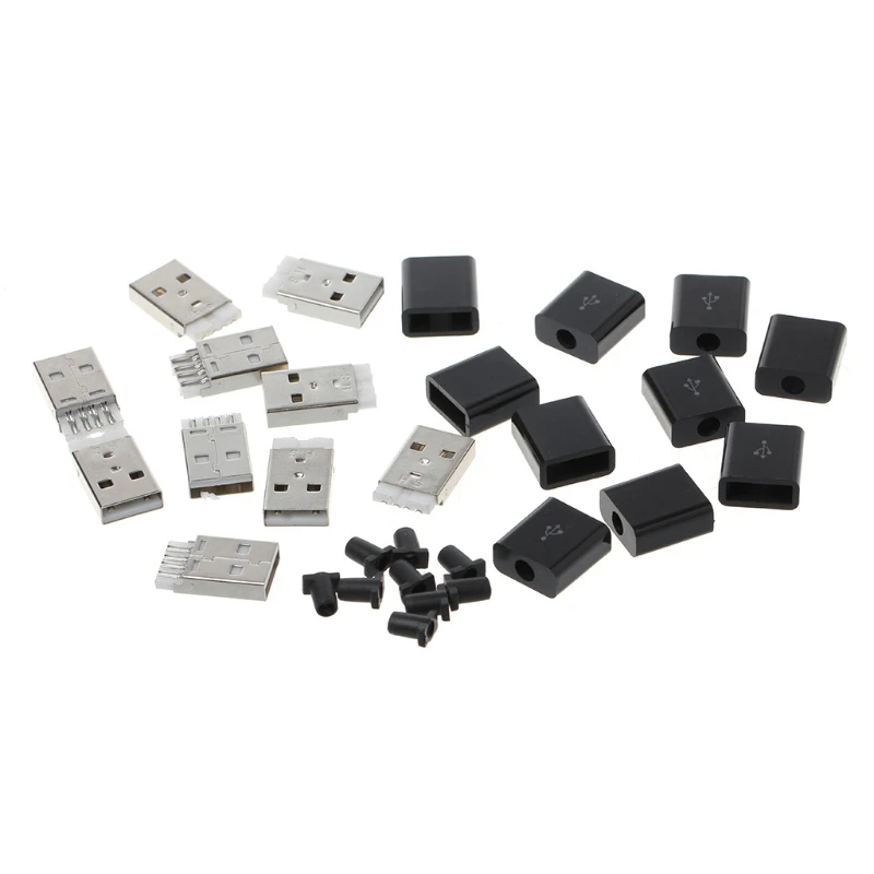

10 Pcs DIY USB 2.0 Type A Male 4P Adapter Connector Plug Socket with Plastic She
