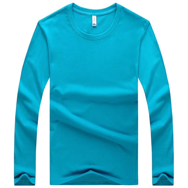 1500-Summer trend cotton solid color round neck couple long-sleeved T-shirt unisex six-color