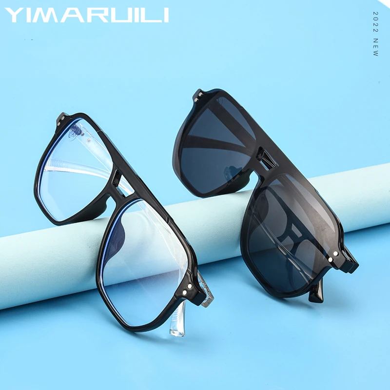 

YIMARUILI Blocking Blue Light Glasses Optical Prescription Magnetic Clip Sunglasses Double Beam Retro Glasses For Vision 82102