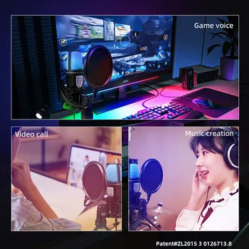 SF666R USB Microphone RGB Microfone Condensador Wire Gaming Mic for Podcast Recording Studio Streaming Laptop Desktop PC 4