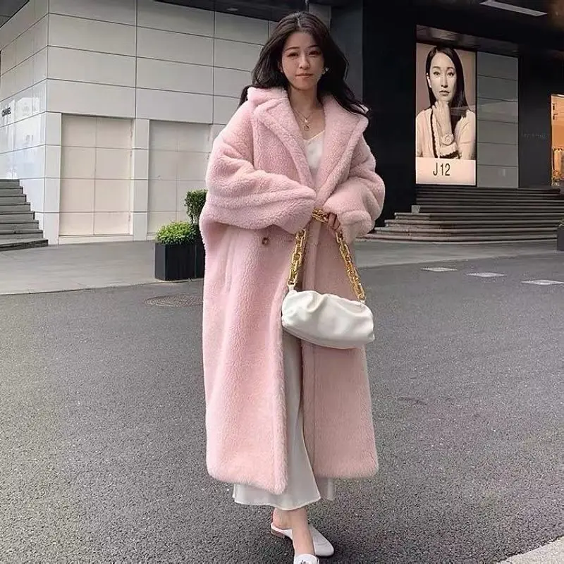 X-Long Imitation Mink Coat Thickened Granular Velvet Fashion Coat 2023 new Lamb Fur Coat Winter Faux Fur Coat quilted Female Top
