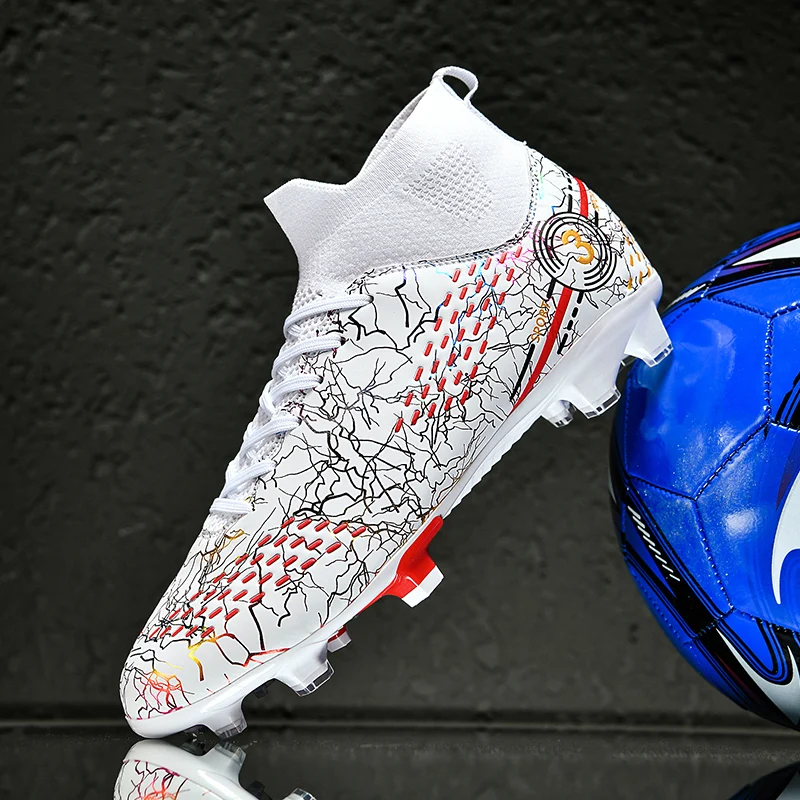 

Professional Soccer Shoes for Men Quality FG/TF Football Boots High Ankle Grass Cleats Training Match Sneakers Kids Non-slip