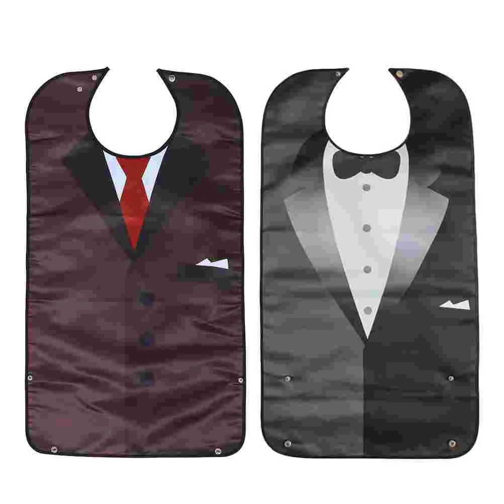 

2 Pcs Adult Bib Waterproof Aprons Protective Case Eating Clothing Protector Polyester Elder