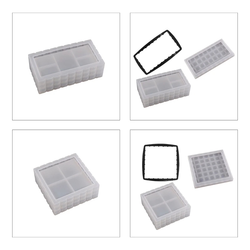 

N58F Jewelry Storage Tanks Epoxy Resin Container Candy Organizer Box Mold Home Decoration Tools Decoration Desktop Craft