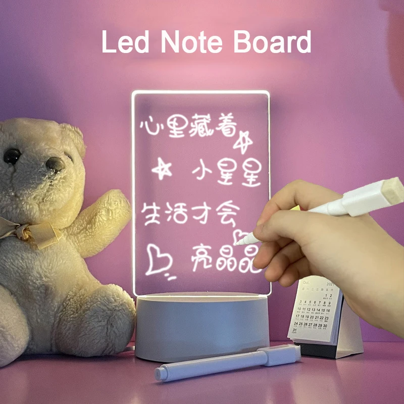 

Personalized Note Board LED Lamp Erasable USB Power Acrylic Message Board Bedroom Decoration Night Light Girls Creative Gifts