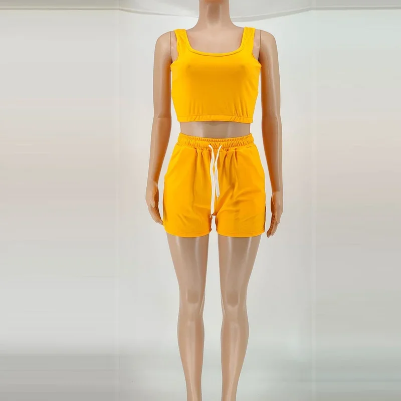 Женский спортивный костюм KEXU из двух предметов велосипедные шорты и короткий топ