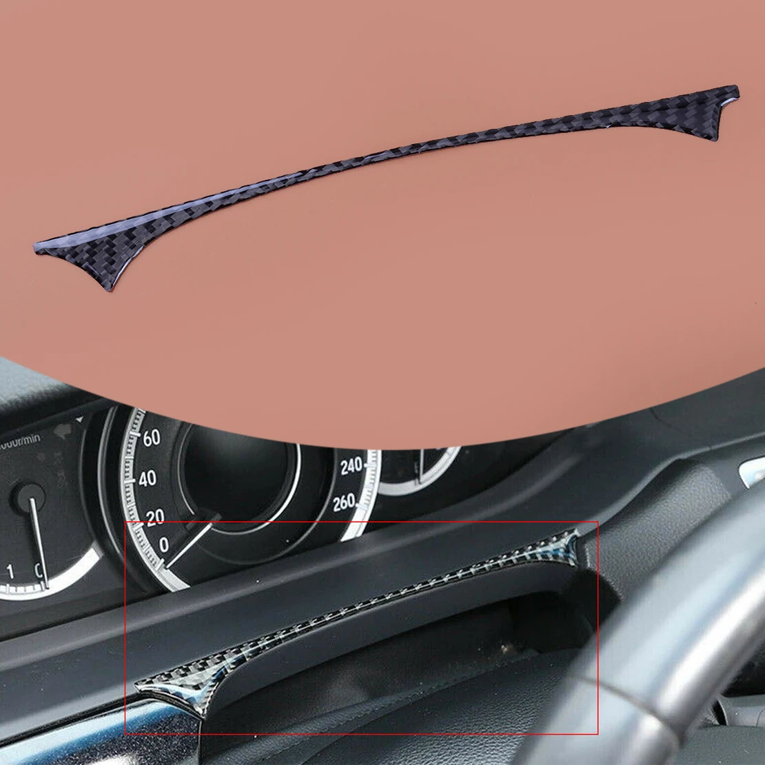 

Накладка на переднюю панель автомобильного интерьера, Декоративная полоса, Накладка для Honda Accord 9th 2013 2014 2015 2016 2017, черное углеродное волокно